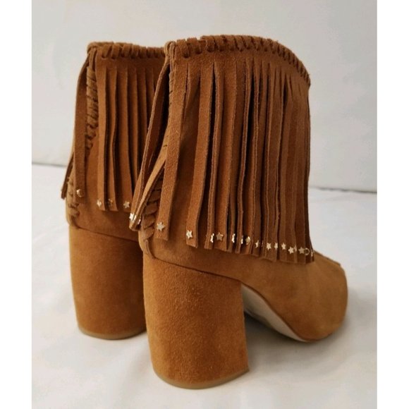 Free People Jeffrey Campbell Crossroads Fringe Tan Suede Ankle Boots Size 7 - Picture 3 of 5